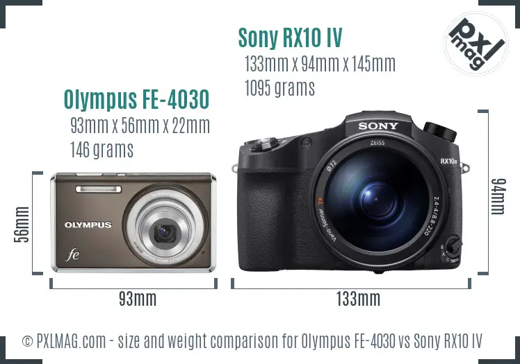 Olympus FE-4030 vs Sony RX10 IV size comparison