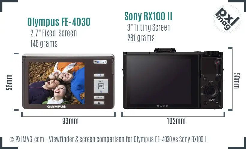 Olympus FE-4030 vs Sony RX100 II Screen and Viewfinder comparison