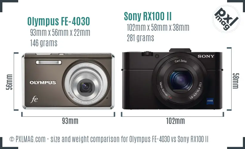 Olympus FE-4030 vs Sony RX100 II size comparison