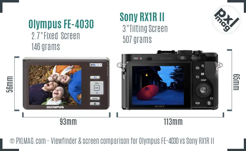 Olympus FE-4030 vs Sony RX1R II Screen and Viewfinder comparison Olympus FE-4030 vs Sony RX1R II Screen and Viewfinder comparison