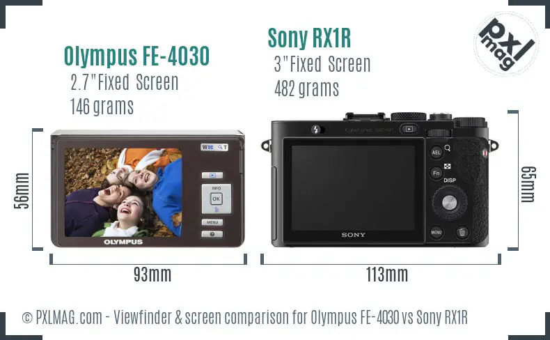 Olympus FE-4030 vs Sony RX1R Screen and Viewfinder comparison