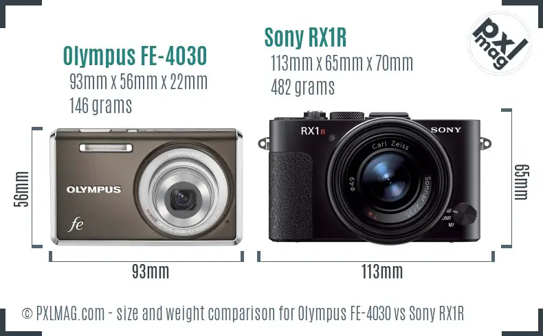 Olympus FE-4030 vs Sony RX1R size comparison