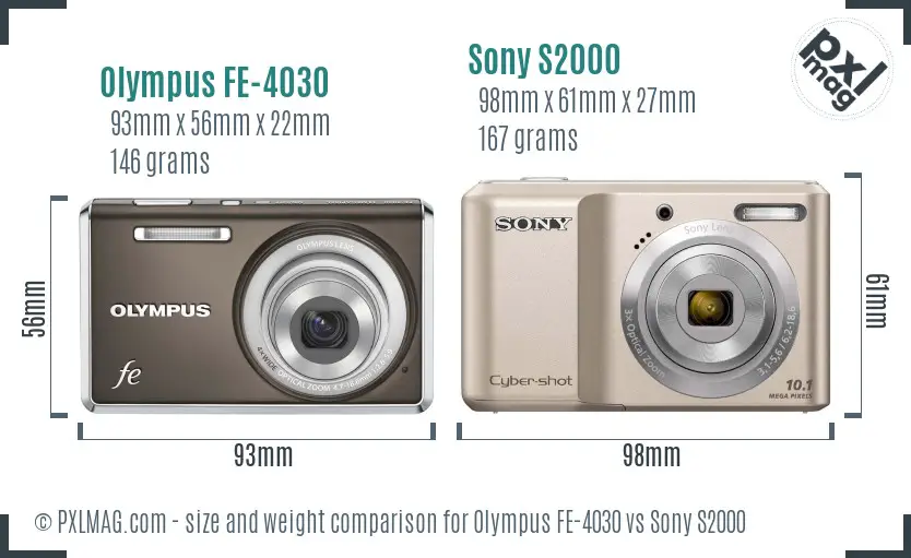 Olympus FE-4030 vs Sony S2000 size comparison