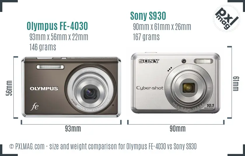 Olympus FE-4030 vs Sony S930 size comparison Olympus FE-4030 vs Sony S930 size comparison
