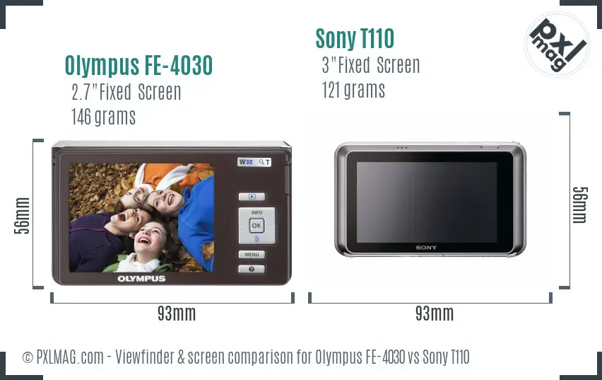 Olympus FE-4030 vs Sony T110 Screen and Viewfinder comparison