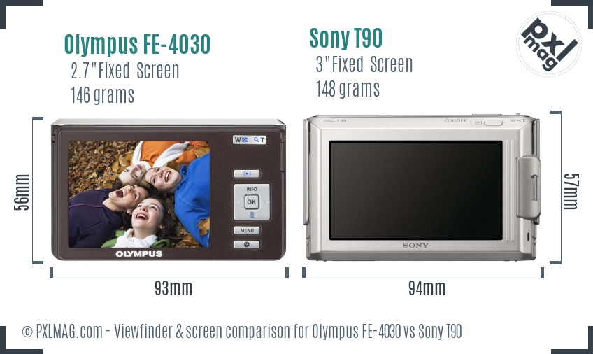 Olympus FE-4030 vs Sony T90 Screen and Viewfinder comparison