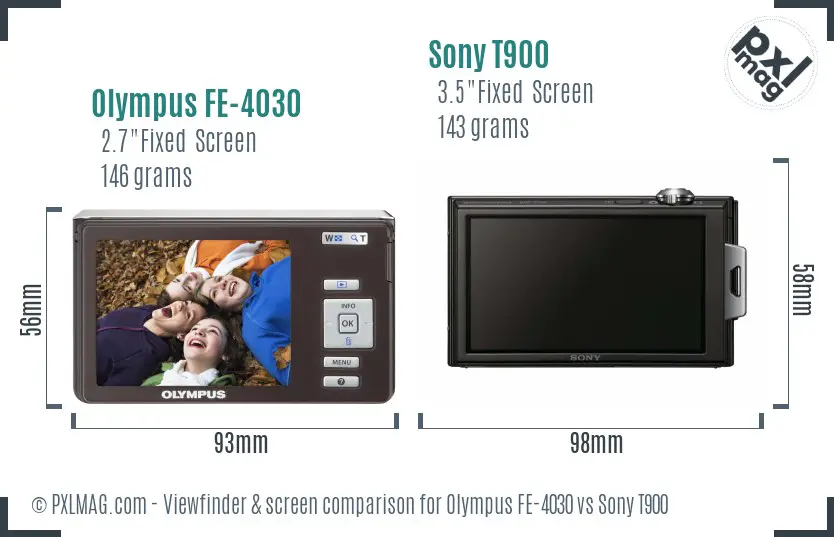 Olympus FE-4030 vs Sony T900 Screen and Viewfinder comparison