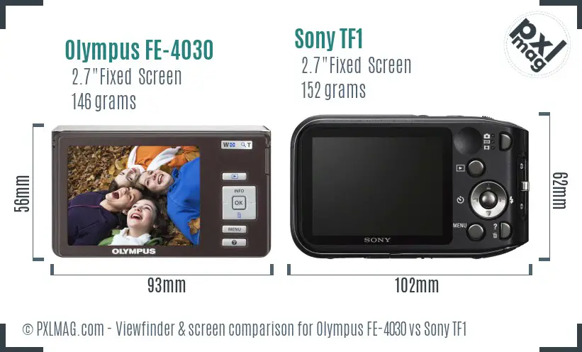 Olympus FE-4030 vs Sony TF1 Screen and Viewfinder comparison