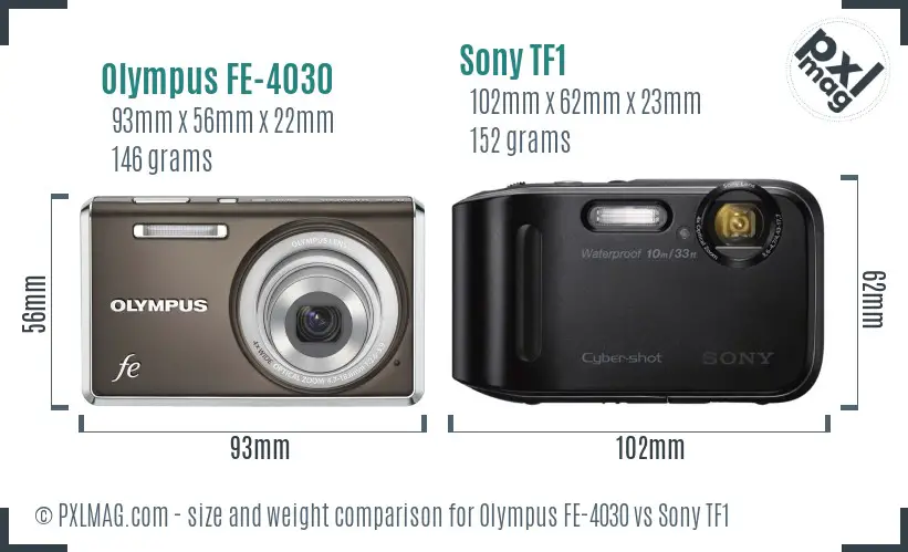 Olympus FE-4030 vs Sony TF1 size comparison