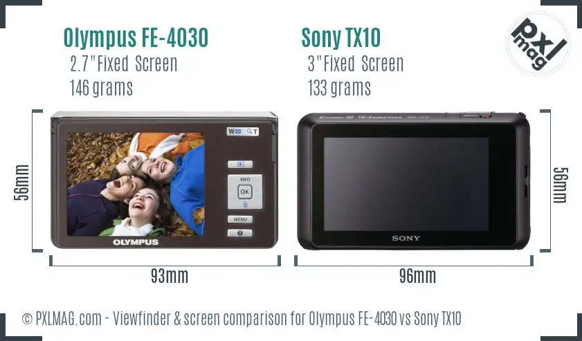 Olympus FE-4030 vs Sony TX10 Screen and Viewfinder comparison