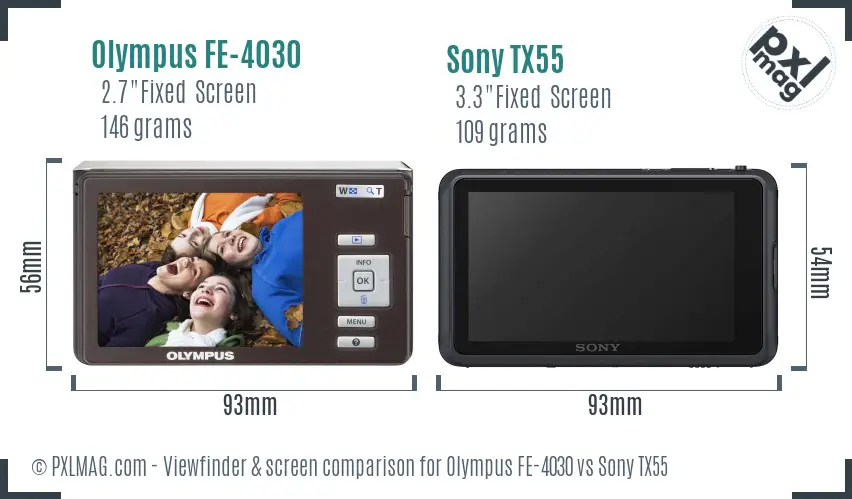 Olympus FE-4030 vs Sony TX55 Screen and Viewfinder comparison