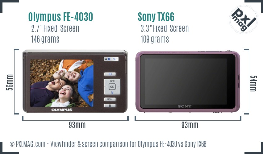 Olympus FE-4030 vs Sony TX66 Screen and Viewfinder comparison