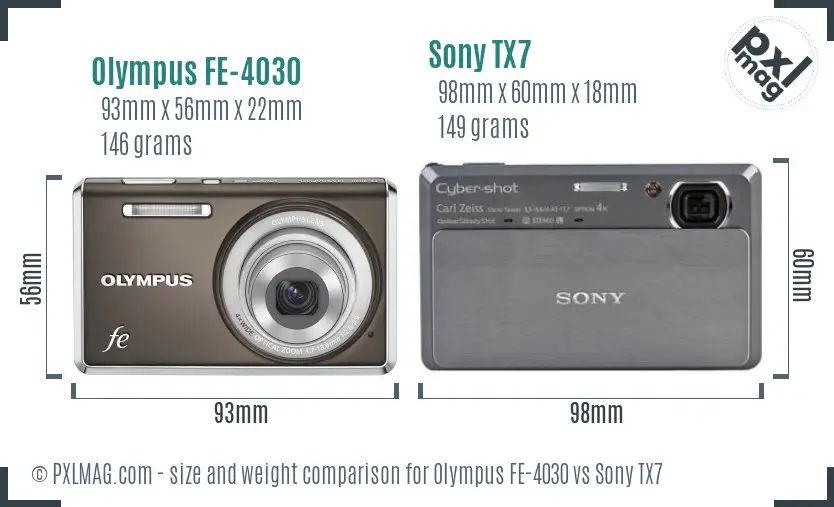 Olympus FE-4030 vs Sony TX7 size comparison Olympus FE-4030 vs Sony TX7 size comparison