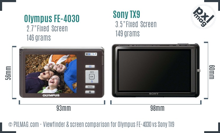 Olympus FE-4030 vs Sony TX9 Screen and Viewfinder comparison