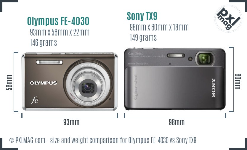 Olympus FE-4030 vs Sony TX9 size comparison