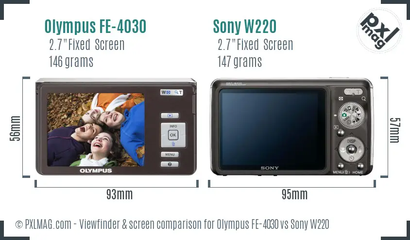 Olympus FE-4030 vs Sony W220 Screen and Viewfinder comparison