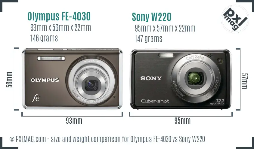 Olympus FE-4030 vs Sony W220 size comparison