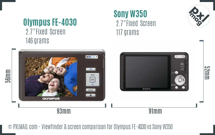 Olympus FE-4030 vs Sony W350 Screen and Viewfinder comparison