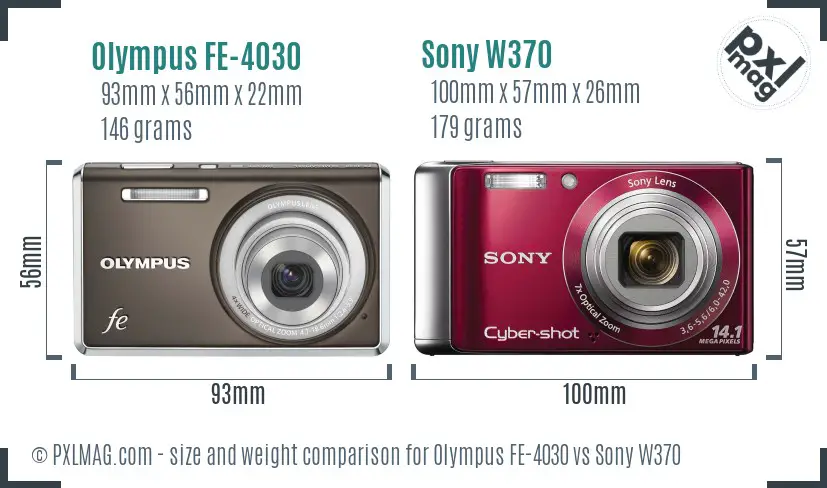 Olympus FE-4030 vs Sony W370 size comparison