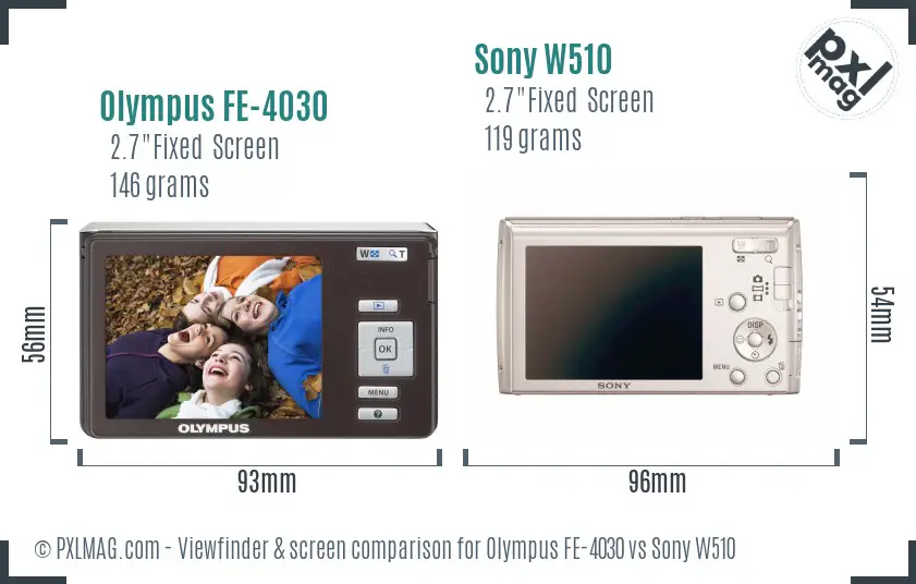 Olympus FE-4030 vs Sony W510 Screen and Viewfinder comparison