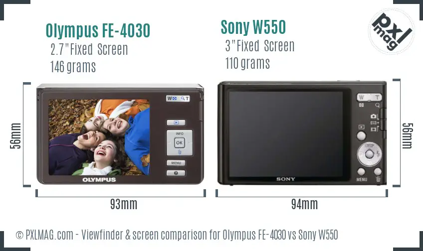 Olympus FE-4030 vs Sony W550 Screen and Viewfinder comparison Olympus FE-4030 vs Sony W550 Screen and Viewfinder comparison
