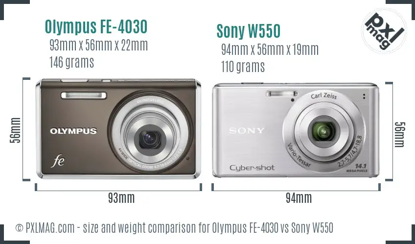 Olympus FE-4030 vs Sony W550 size comparison Olympus FE-4030 vs Sony W550 size comparison