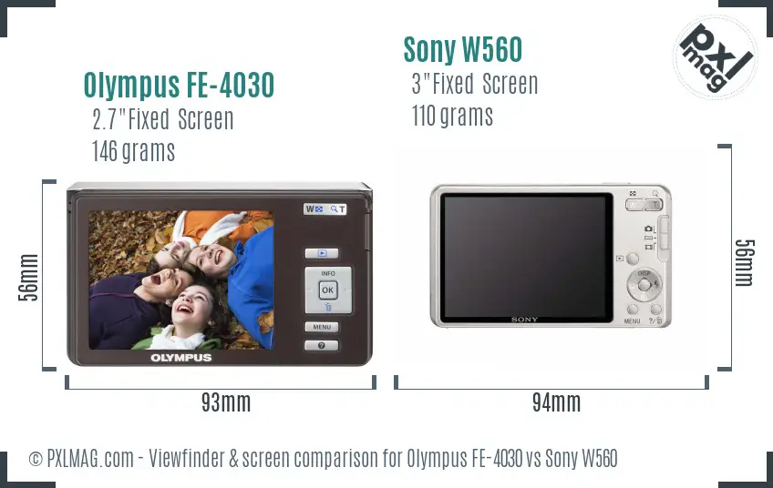 Olympus FE-4030 vs Sony W560 Screen and Viewfinder comparison