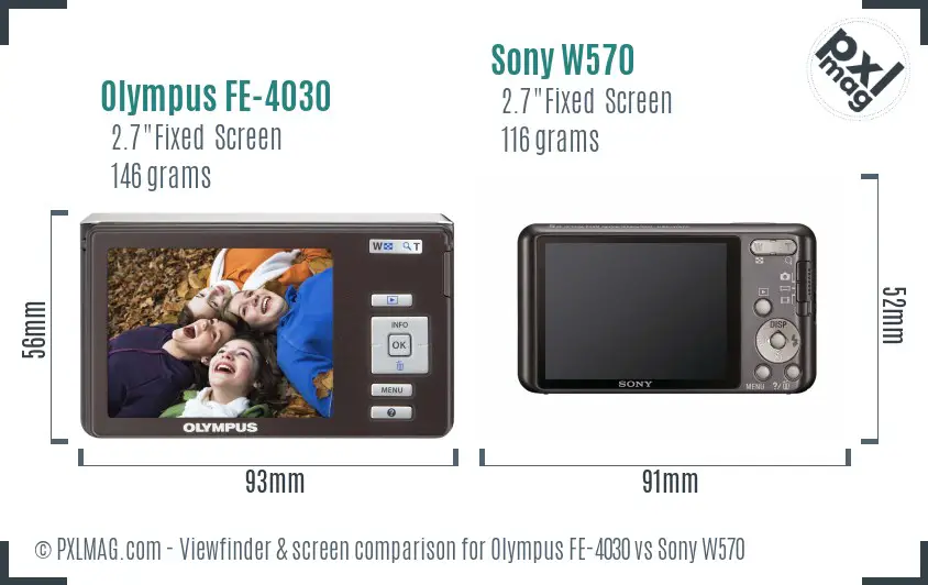 Olympus FE-4030 vs Sony W570 Screen and Viewfinder comparison