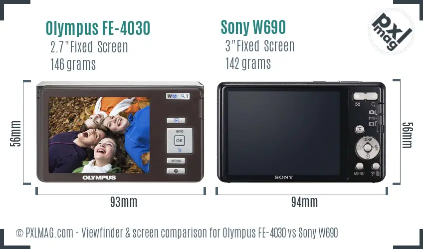 Olympus FE-4030 vs Sony W690 Screen and Viewfinder comparison