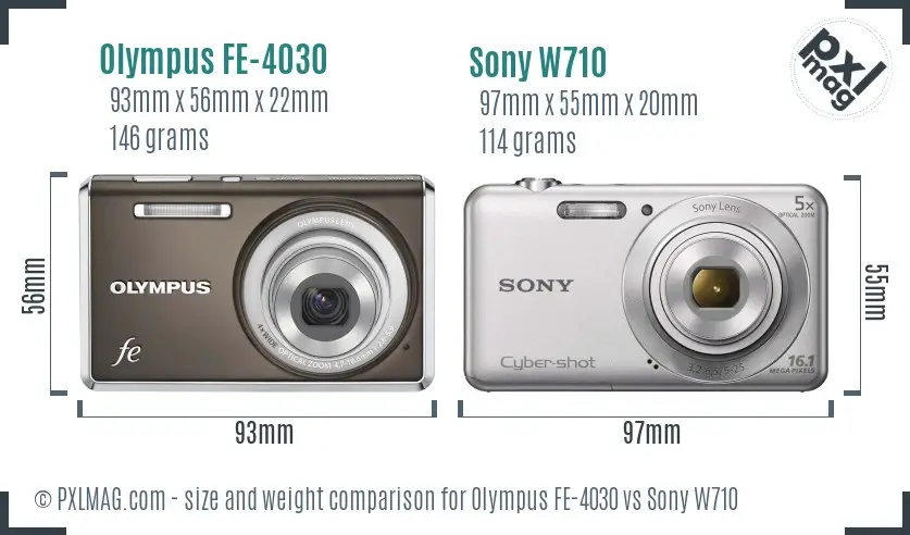 Olympus FE-4030 vs Sony W710 size comparison