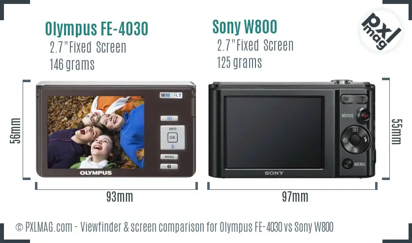 Olympus FE-4030 vs Sony W800 Screen and Viewfinder comparison