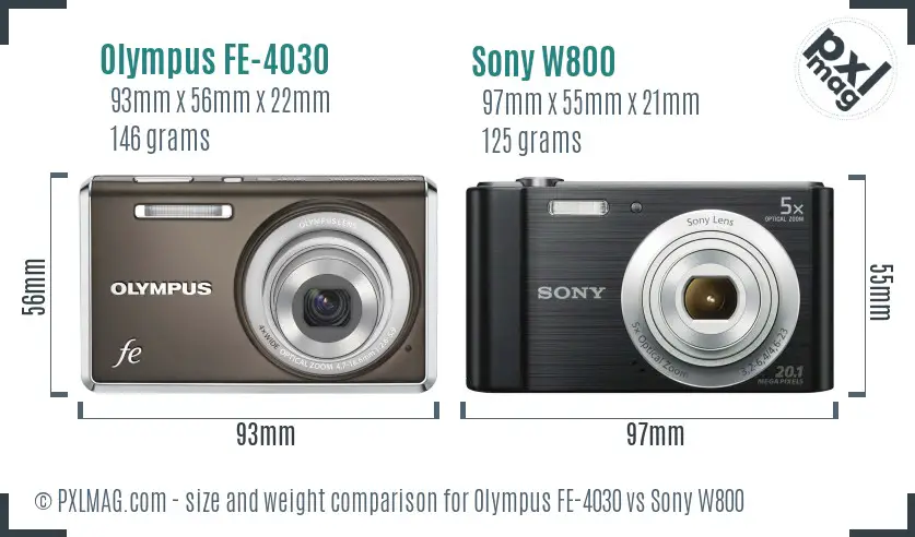 Olympus FE-4030 vs Sony W800 size comparison