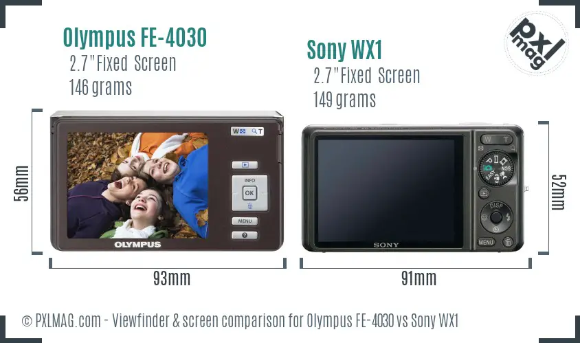 Olympus FE-4030 vs Sony WX1 Screen and Viewfinder comparison
