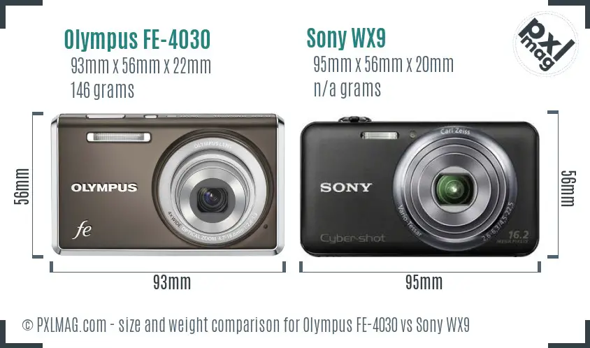Olympus FE-4030 vs Sony WX9 size comparison Olympus FE-4030 vs Sony WX9 size comparison