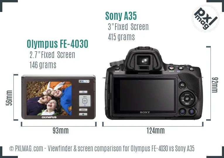 Olympus FE-4030 vs Sony A35 Screen and Viewfinder comparison Olympus FE-4030 vs Sony A35 Screen and Viewfinder comparison