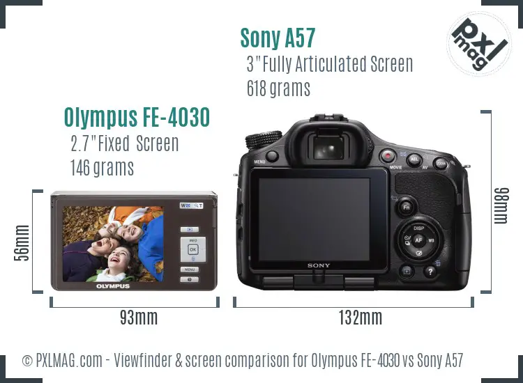 Olympus FE-4030 vs Sony A57 Screen and Viewfinder comparison