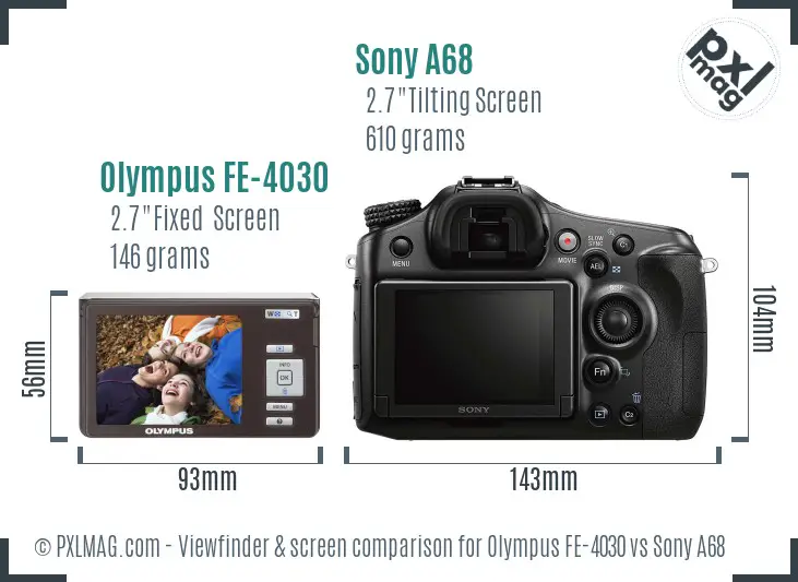 Olympus FE-4030 vs Sony A68 Screen and Viewfinder comparison Olympus FE-4030 vs Sony A68 Screen and Viewfinder comparison