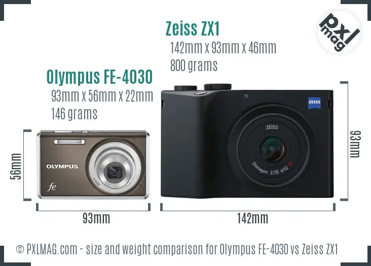 Olympus FE-4030 vs Zeiss ZX1 size comparison