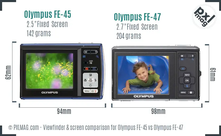 Olympus FE-45 vs Olympus FE-47 Screen and Viewfinder comparison