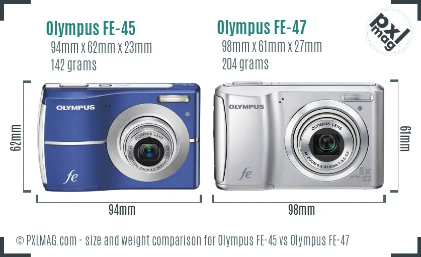 Olympus FE-45 vs Olympus FE-47 size comparison