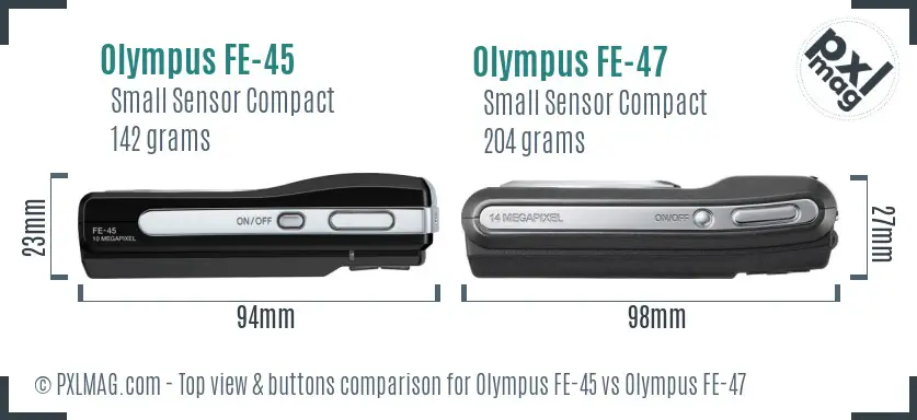Olympus FE-45 vs Olympus FE-47 top view buttons comparison