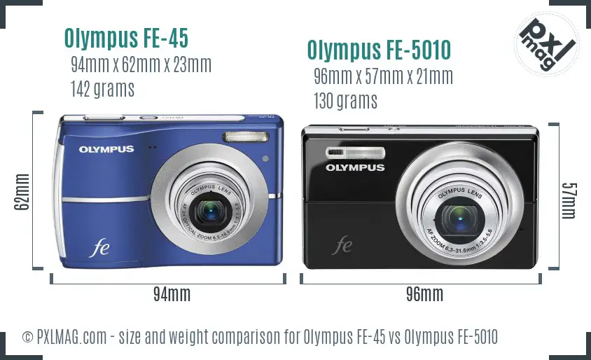 Olympus FE-45 vs Olympus FE-5010 size comparison