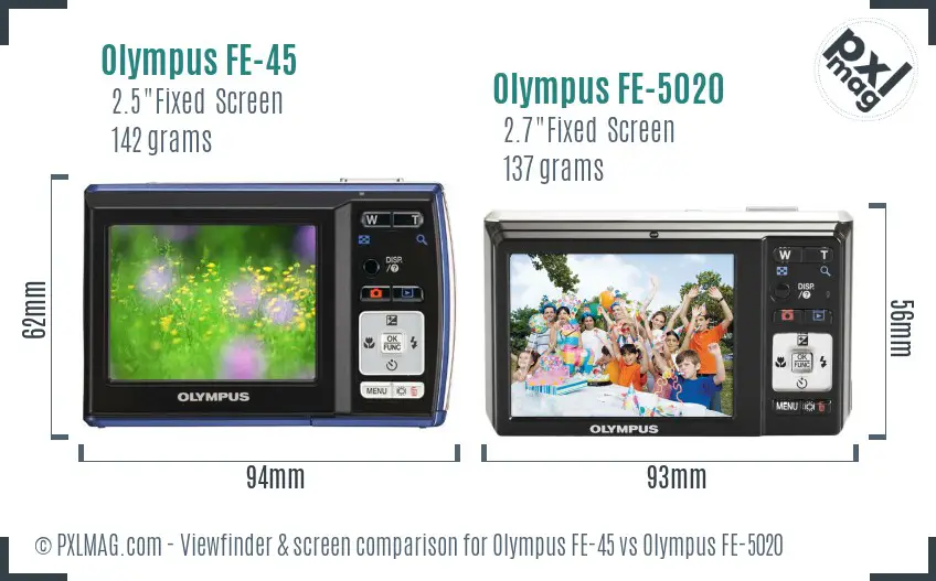 Olympus FE-45 vs Olympus FE-5020 Screen and Viewfinder comparison