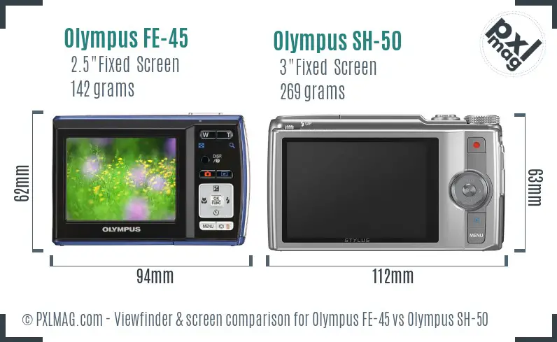 Olympus FE-45 vs Olympus SH-50 Screen and Viewfinder comparison