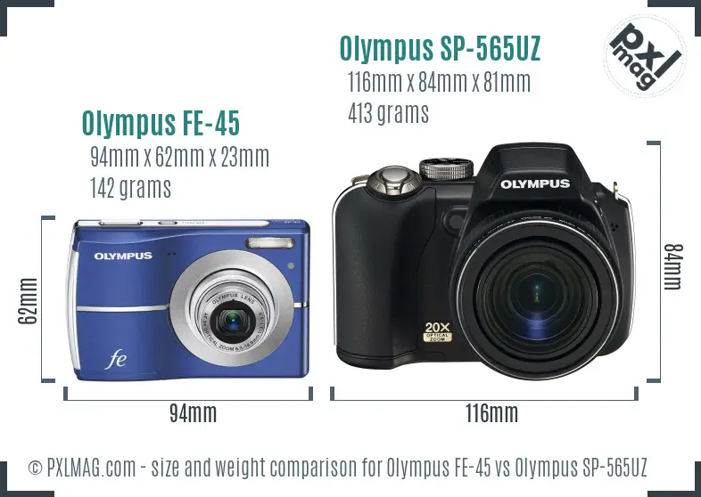 Olympus FE-45 vs Olympus SP-565UZ size comparison
