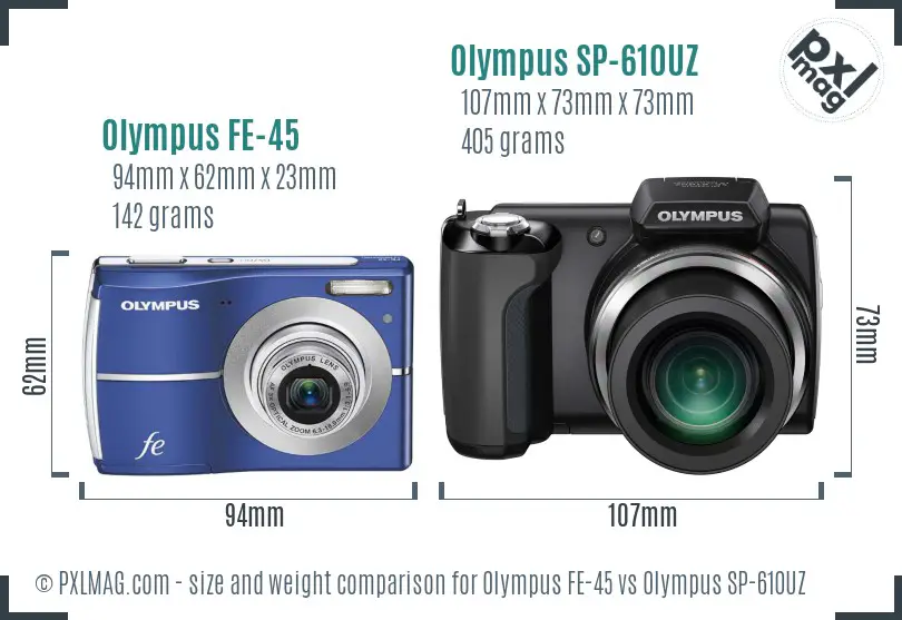 Olympus FE-45 vs Olympus SP-610UZ size comparison