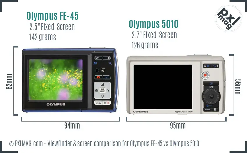 Olympus FE-45 vs Olympus 5010 Screen and Viewfinder comparison