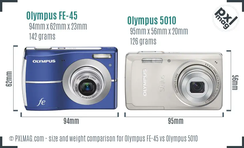Olympus FE-45 vs Olympus 5010 size comparison