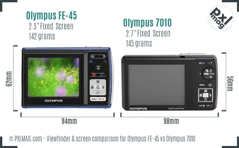 Olympus FE-45 vs Olympus 7010 Screen and Viewfinder comparison