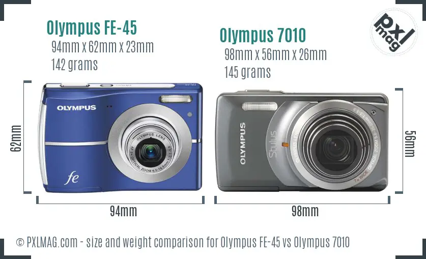 Olympus FE-45 vs Olympus 7010 size comparison